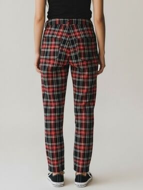 Seven Red and Black Tartan Plaid Stretch Pants 10